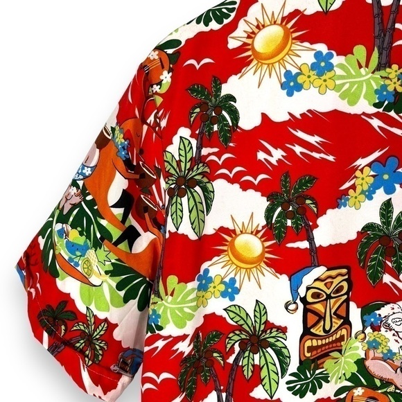 4 for $40 SALE! SSLR Christmas Paradise Hawaiian Shirt, Red Print, Size L - Picture 9 of 12
